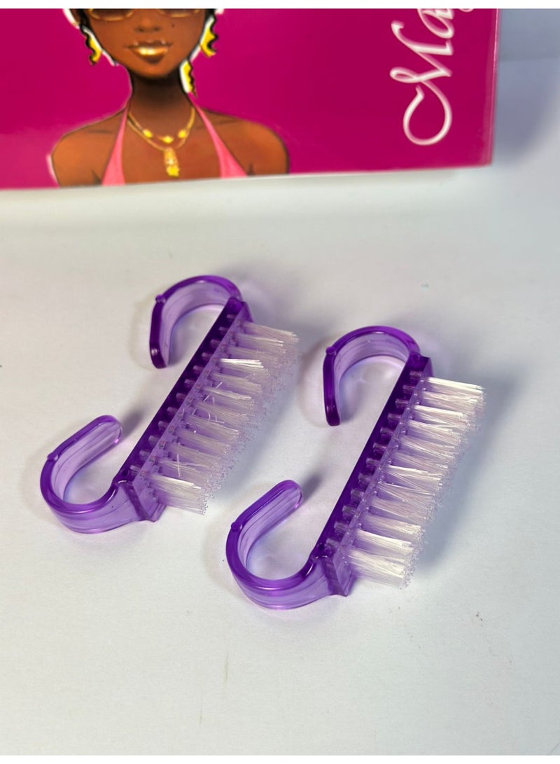 maya accessories 2Pcs Handle Grip Nail Brush Fingernail Cleaner Pedicure Scrub Foot Brushes Toes Cleaning Tool Kit may vary color - Image 2